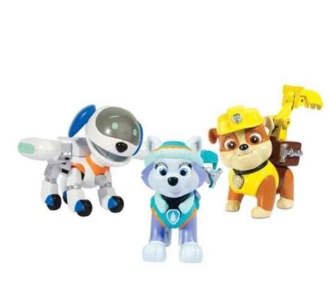 New 3 Pack Nickelodeon Paw Patrol Robo Dog Everest And Rubble Action