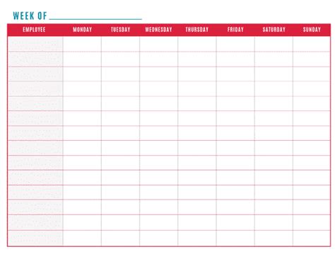 printable work schedule