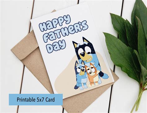 Printable Bluey Fathers Day Card Bluey Fathers Day Etsy