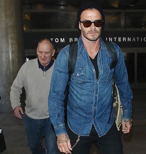 David Beckham Arrives In La With Dad Ted Hello