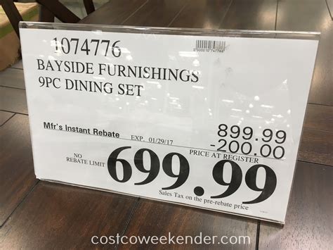 Bayside Furnishings 9 Piece Dining Set Costco Weekender