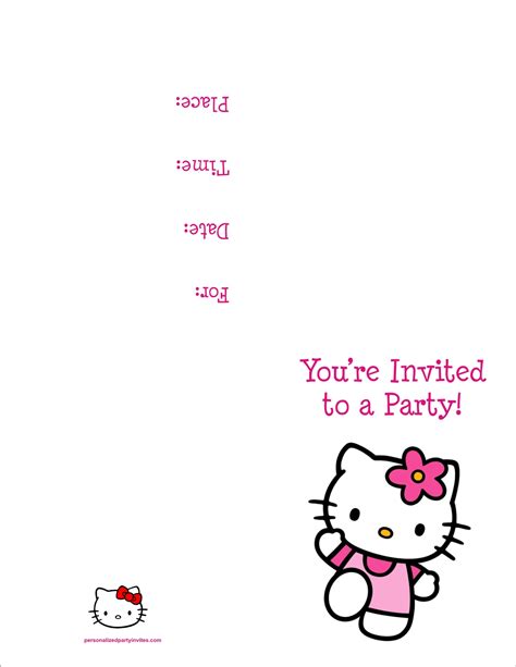 printable  kitty birthday party invitations