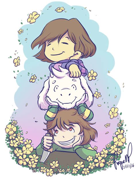 Undertale Chara X Asriel And Frisk