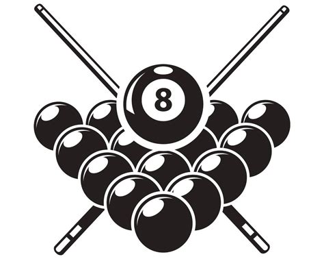 Billiards Pool Logo 2 Sticks Crossed Rack Eight Ball Sports Game Svg