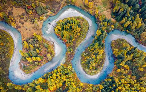 Download Aerial Nature Fall River Hd Wallpaper