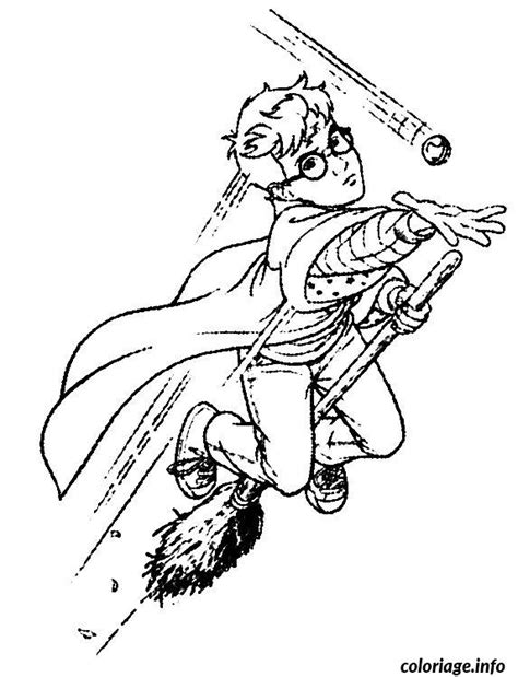 Coloriage Harry Joue Au Quidditch Dessin Harry Potter à imprimer