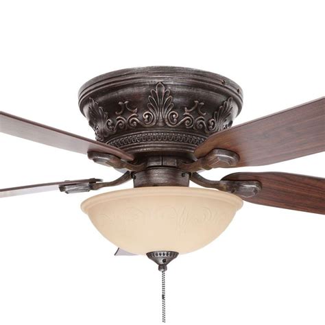 Ceiling fans can also increase your comfort by warming or cooling any whether you have a room with an older, noisy model or a newly remodeled area that needs just the right finishing touch, the home depot has just. Hunter Viente 52 in. Roman Bronze Indoor Flushmount ...