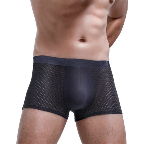 Boxers Men Underwear Sexy Ice Silk Panties Gay Breathable Mesh Pouch