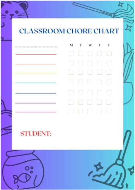 Printable Chore Chart Etsy