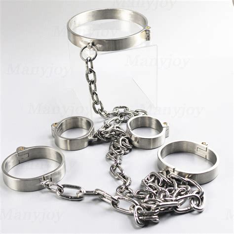 Heavy Bondage Set Handcuffs Ankle Cuffs Restraints Stainless Steel Spreader Bar EBay