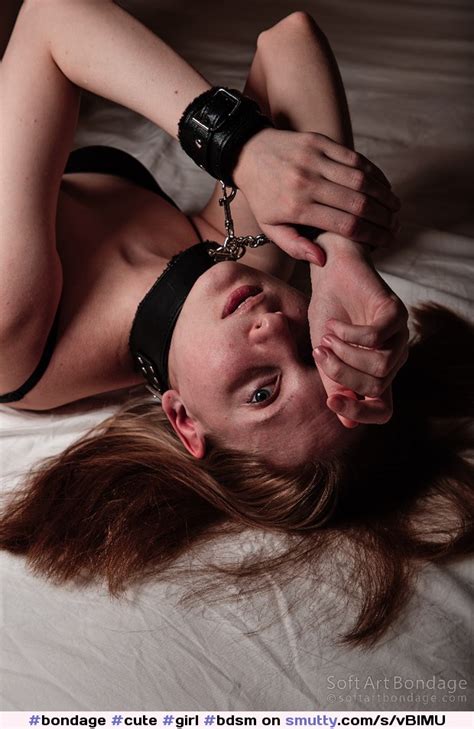 Tied With Cuffs And Collar In Black Lingerie Bondage Cute Girl Bdsm Erotic Soft Softcore