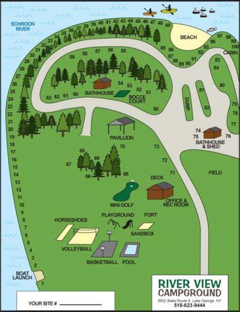 Lake George Rv Park Map Lake George Riverview Campground