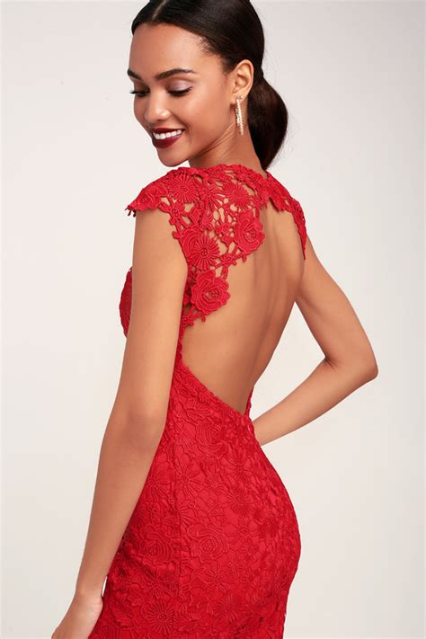 Chic Red Lace Dress Backless Lace Dress Backless Dress Lulus