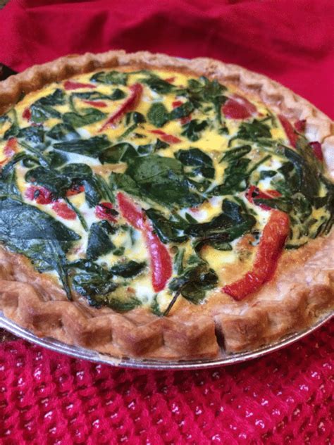 Roasted Red Pepper Feta And Spinach Quiche Vegetarian Meal