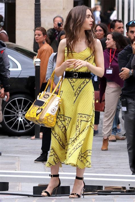 Crystal Edge Sandals Worn By Lily Collins While Filming Emily In Paris
