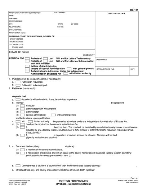 California Probate Form De 111 Fill Out And Sign Online Dochub