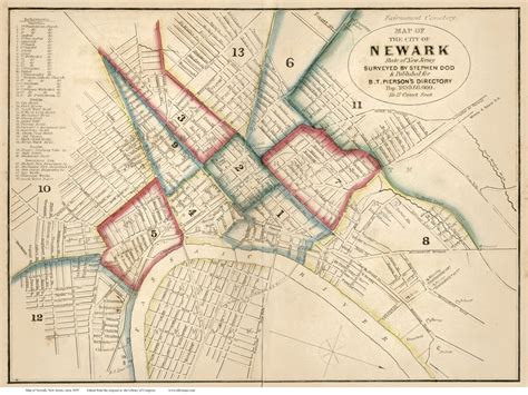 Newark Ca 1859 Old Map Reprint New Jersey Cities Old Maps
