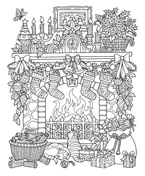Christmas Fireplace Coloring Page Brengosfilmitali