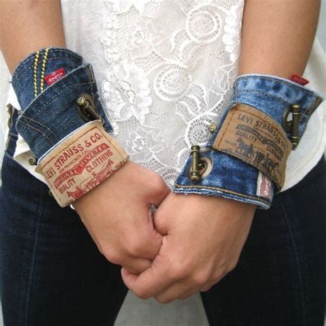 Denim Cuff Bracelets By Pearfortheteacher Recycle Jeans Jeans Diy