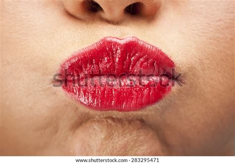 Womans Lips Pouting Blowing Kiss Wearing Stock Photo Shutterstock