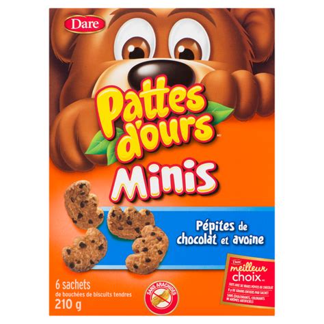 Bear Paws Minis Soft Bite Sized Cookies Oatmeal Chocolate Chip 6 Packs