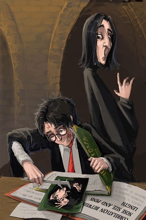 Two Harry Potters Sitting At A Table With Books And An Open Book In Front Of Them