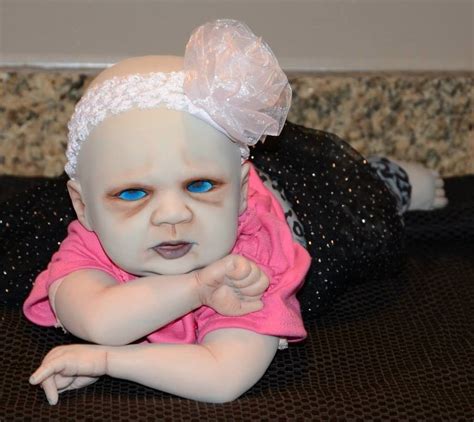 New Reborn Zombie Baby Girl Handmade Bald Undead Horror Gothic Ooak