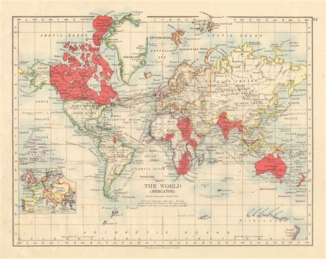 British Empire World Mercator Currents Steamship Routes Johnston