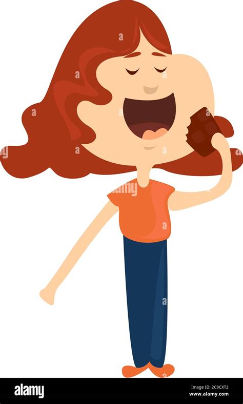 Girl Eating Chocolate Illustration Vector On White Background Stock Vector Image And Art Alamy