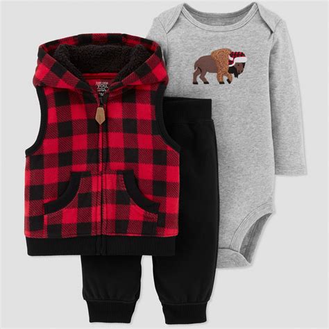 Baby Boys 3pc Buffalo Plaid Set Just One You Made By Carters Red