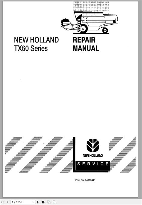 New Holland Tractor Tx60 Series Repair Manual84019441