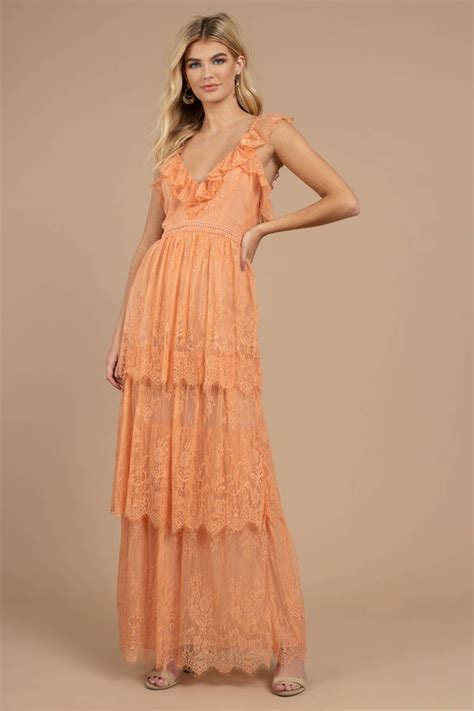 Buy Peach Maxi Dresses In Stock