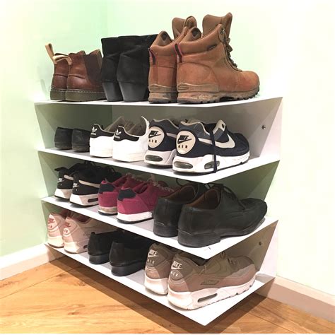 Wall mounted shoes storage rack hanging shelf slipper holder save organizer*. Horizontal Wall Mounted Metal Shoe Rack - Metallic Silver