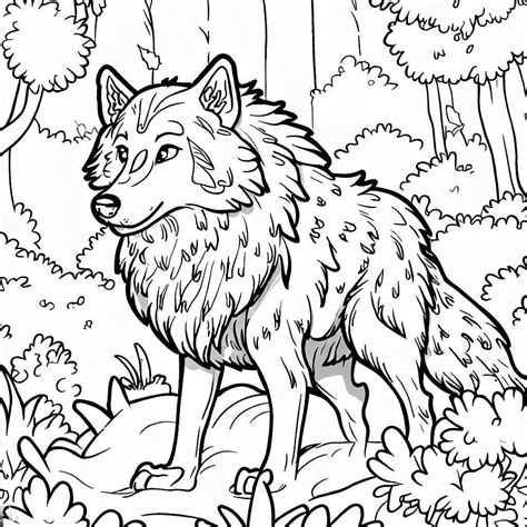 Coloriage Loup Dans La Forêt Télécharger Et Imprimer Gratuit Sur