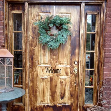 Identify the desired wood look; Turn a boring painted metal door into a wood-grain look ...