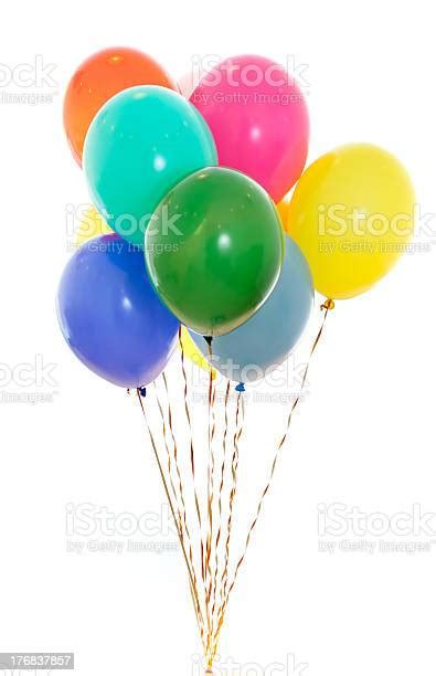 Colourful Balloons Bunch Filled With Helium Isolated On White Stock