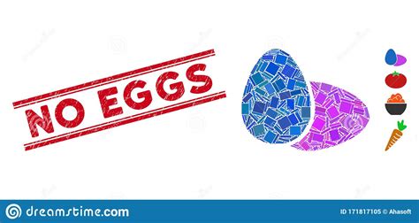 Eggs Mosaic And Distress No Eggs Seal With Lines Stock Vector