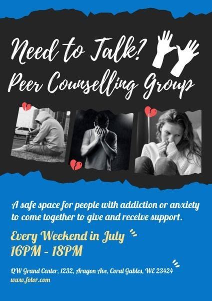 Blue And Black Peer Counselling Group Poster Template Poster Template
