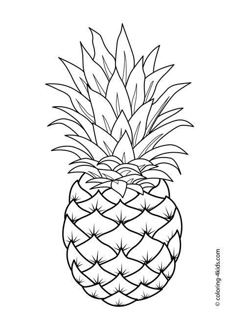 Coloring is a very useful hobby for kids. Pineapple fruits coloring pages for kids, printable free ...