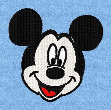 This design manually digitized, automatic conversion is not used. Mickey Mouse face head filled embroidery by MountainEmbDesigns