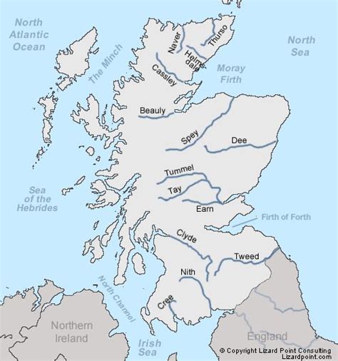 Labeled Map Of Rivers In Scotland Geography Quiz Scotland Map Geography