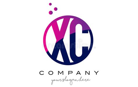 Xc X C Circle Letter Logo Design With Purple Dots Bubbles Stock Vector
