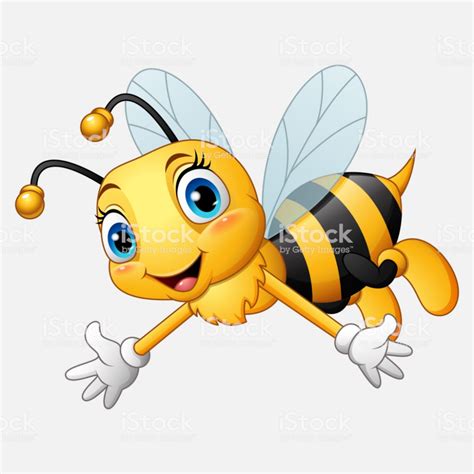 Cartoon Happy Bee Waving Hand Royalty Free Bee Stock Vector Cartoon