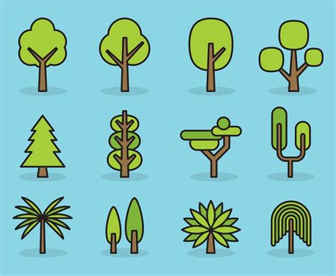 Cute Tree Icons Vector Art And Graphics