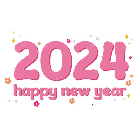 Lindas Palabras Rosadas De Año Nuevo 2024 Vector Png Dibujos 2024 Año