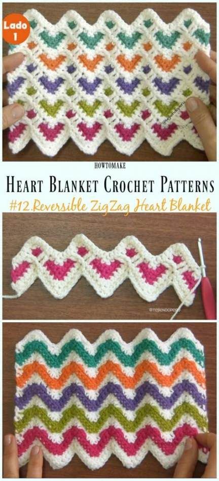 Crochet Afghan Reversible 44 Ideas Crochet Heart Blanket Heart
