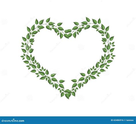 Green Vine Leaves In A Heart Shape Stock Illustration Illustration Of