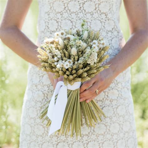 Handmade White Dried Flower Bouquet By Shropshire Petals Simple