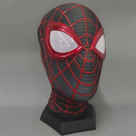 Spider Man Mask Miles Morales Ps5 Mask With Face Shell Red Etsy
