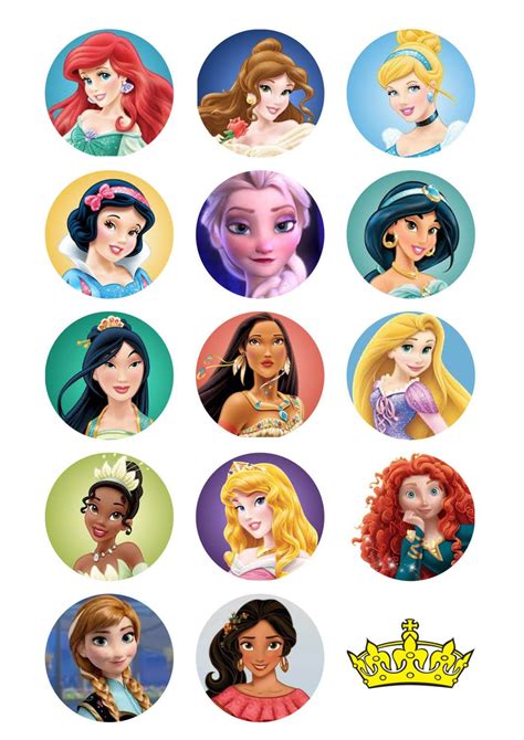 Princesses Cupcake Toppers Favor Tags Stickers Digital Etsy